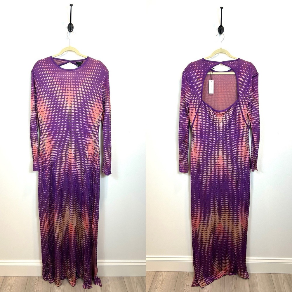 NWT Karen Millen XXXL KAREN Plus Size Mirrored Knitted Maxi Column Dress